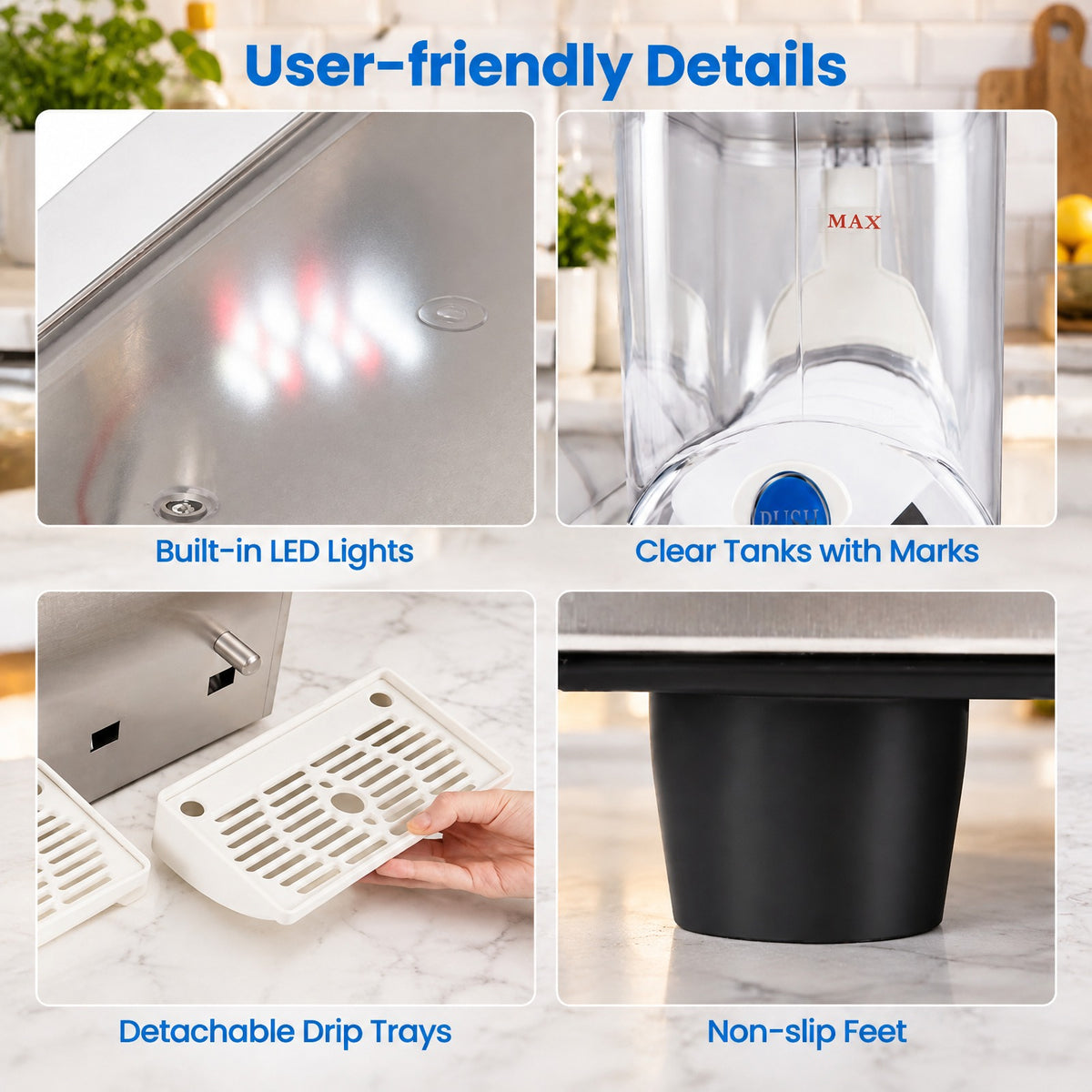 Airfind 8 Gal Commercial Slushie Machine with LED Lights, Silver, 2 tanks for serving drinks in 2 flavors, Get your slush prepared in about 30 minutes