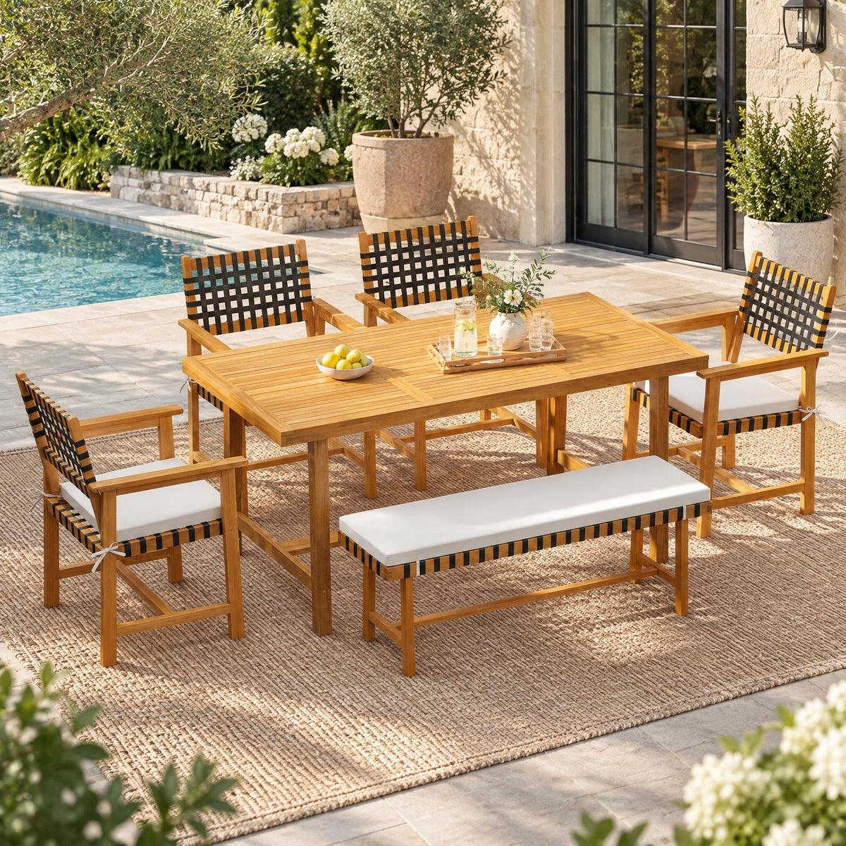 Airfind Outdoor Wooden Dining Chair Set of 2 with Armrests and Curved Back, Chair 400 lbs Capacity, 23 x 22.5 x 34 Footprint, White
