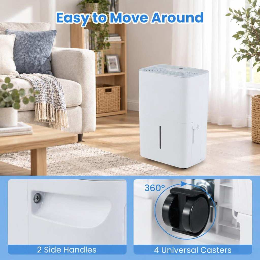 Airfind 94.5 Pints Dehumidifier with 24H Timer and LED Display, ABS Frame, 13 Inch x 9 Inch x 19.5 Inch Rated Footprint for Everyday Use, White