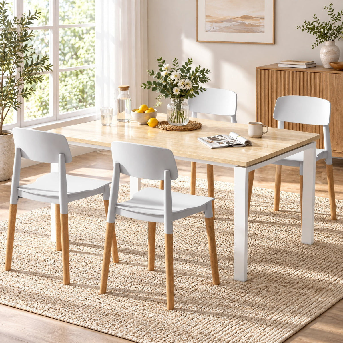 Airfind Modern Dining Side Chairs Set of 4 with Ergonomic Backrest for Dining Room, 330 lbs Capacity, PP Beech Frame, 19.5 x 17 x 30 Footprint