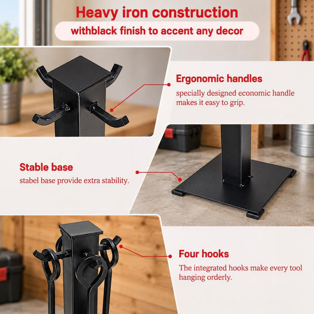 Airfind 5 Pieces Fireplace Iron Fire Place Tool Set, The, Made From Durable Solid Steel for Everyday Use with Practical Configuration, Unspecified