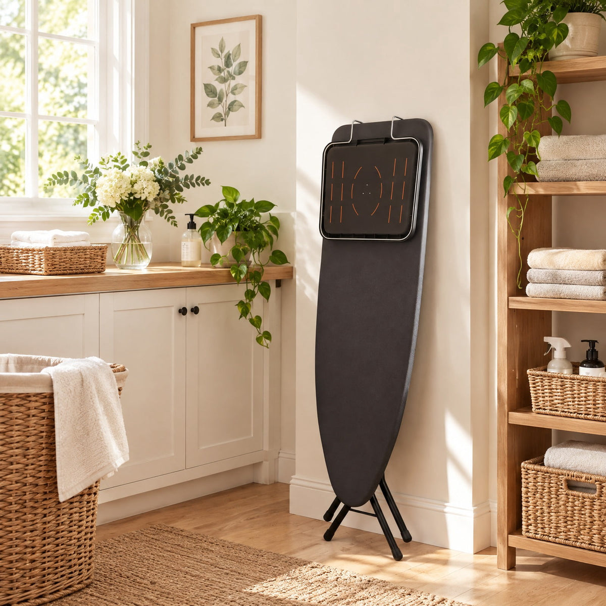 Airfind Foldable Full Size Ironing Board with Collapsible Iron Rest for Laundry Room, 45 lbs Capacity, Fabric Felt Steel Frame, Gray