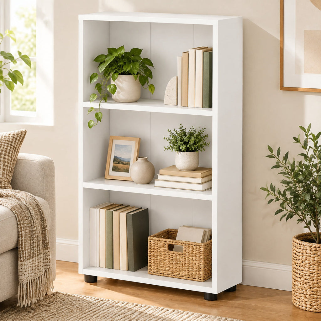 Airfind 3-Tier Bookcase 42 inch Tall Book Shelf with Anti-Tipping Kit, 22 lbs Capacity, Engineered Wood MDF Frame, 22 x 8 x 42 Footprint, Brown