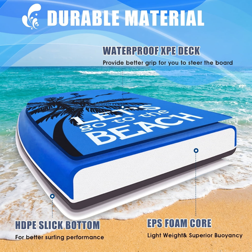 Airfind 33 Inch Ultra-Light IXPE Bodyboard for Kids ¡ª Cool-Touch Deck, EPS Core, HDPE Slick Bottom, Crescent Tail, Coiled Wrist Leash (Blue)
