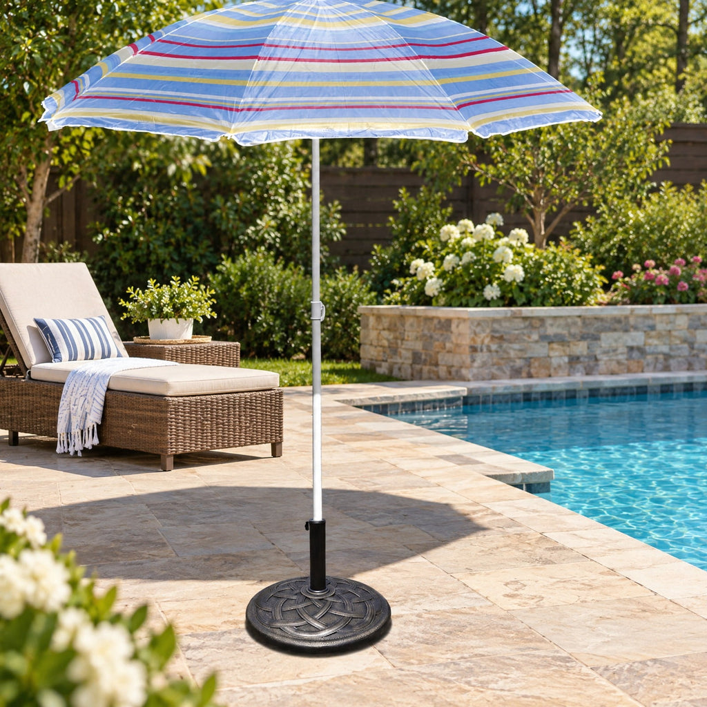 Airfind 22 Inch Heavy Duty Round Umbrella Base Stand, Steel upright and resin base Round base Frame, Bronze
