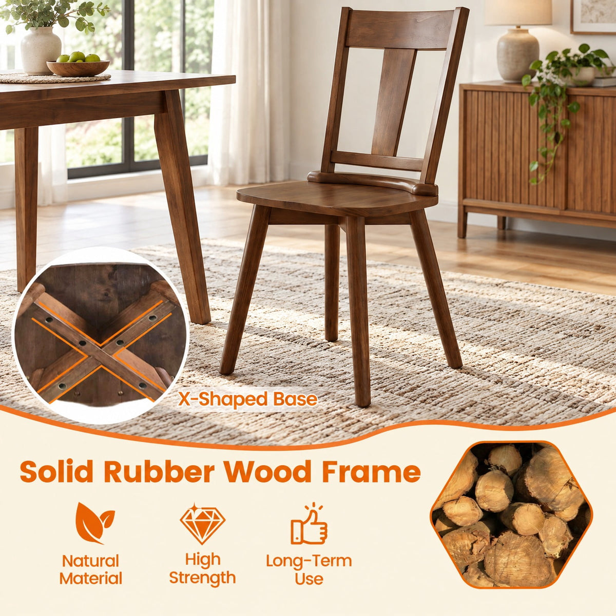 Airfind Dining Chairs Set of 4 with Solid Wood Backrest for Kitchen Dining Room, 400 lbs Capacity, Rubber Wood Frame, Unspecified