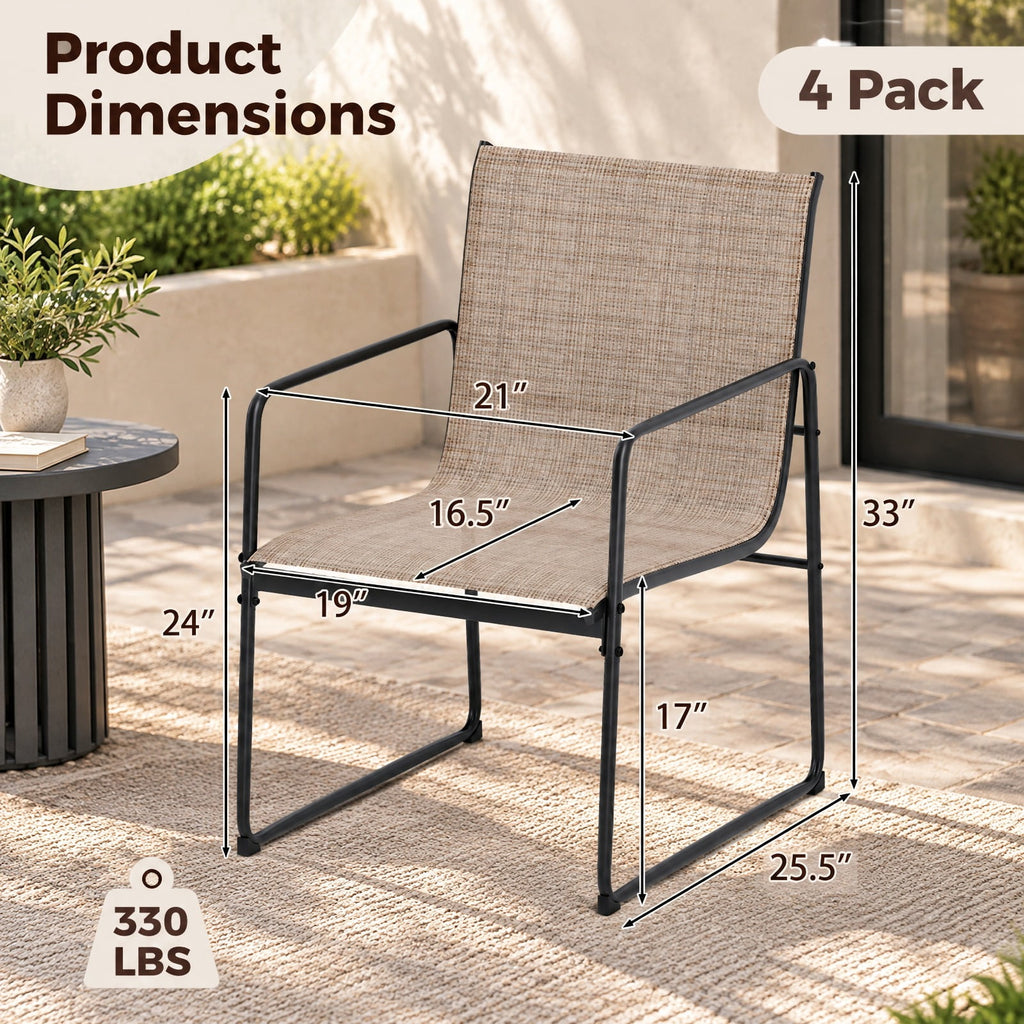 Airfind Outdoor Dining Chairs Set of 4 Patio Furniture Chair with Breathable Seat and Backrest, 25.5 x 21 x 33Seat Height 17Seat Footprint