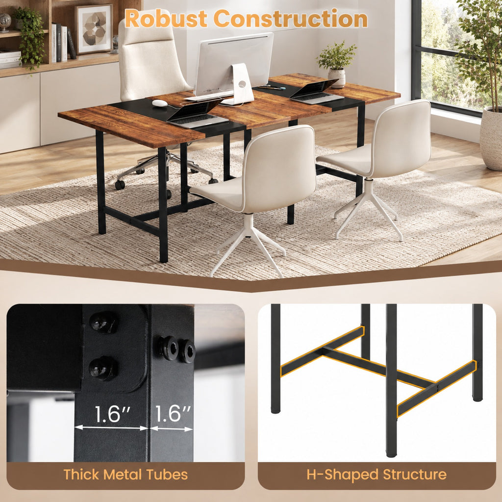 Airfind 39.5 Inches Square Conference Table Meeting Room Table with Thickened Tabletop, 200 lbs Capacity, Engineered Wood Metal Frame, Brown
