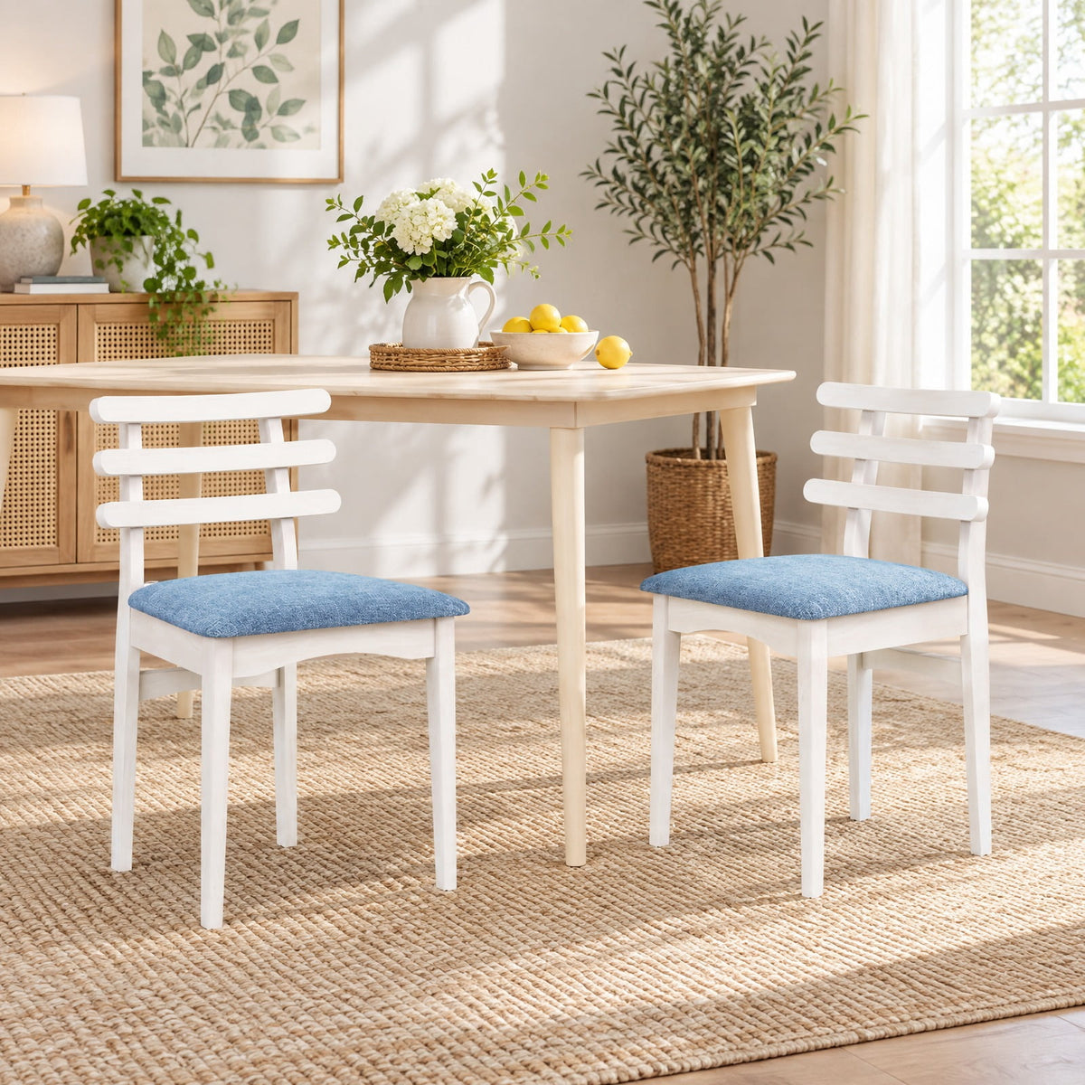 Airfind Fabric Kitchen Side Chairs with Rubber Wood Frame and Padded Seat, Chair 350 lbs Capacity, Rubber Wood Sponge Polyester Fabric Frame