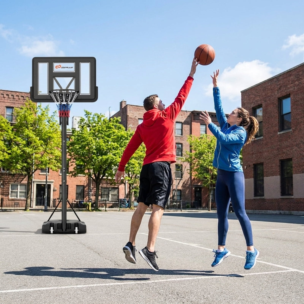 Airfind Portable Basketball Hoop with Adjustable Height 4.6 to 10 ft Range and Fillable Stabilizing Base and Wheels for Outdoor Driveway Play, Black