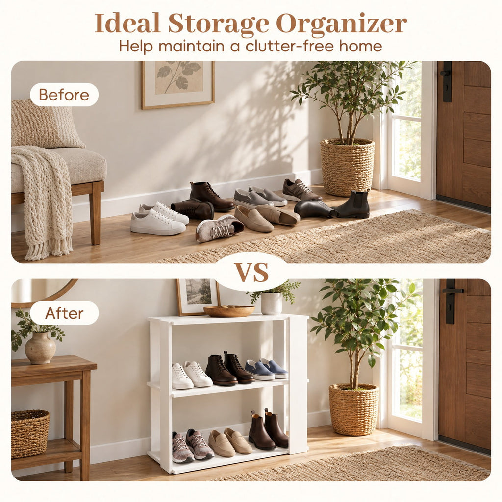 Airfind 3, Tier Shoe Rack Modern Shoe Organizer with Stackable Design, White, Add more units to create a customized storage solution that grows