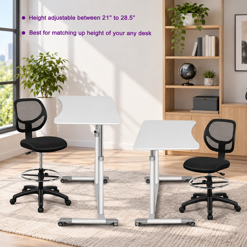 Airfind Adjustable Height Mid Back, Mesh Drafting Office Chair, 330 lbs Capacity, Mesh sponge plasticOverall Frame, BlackMain, Natural