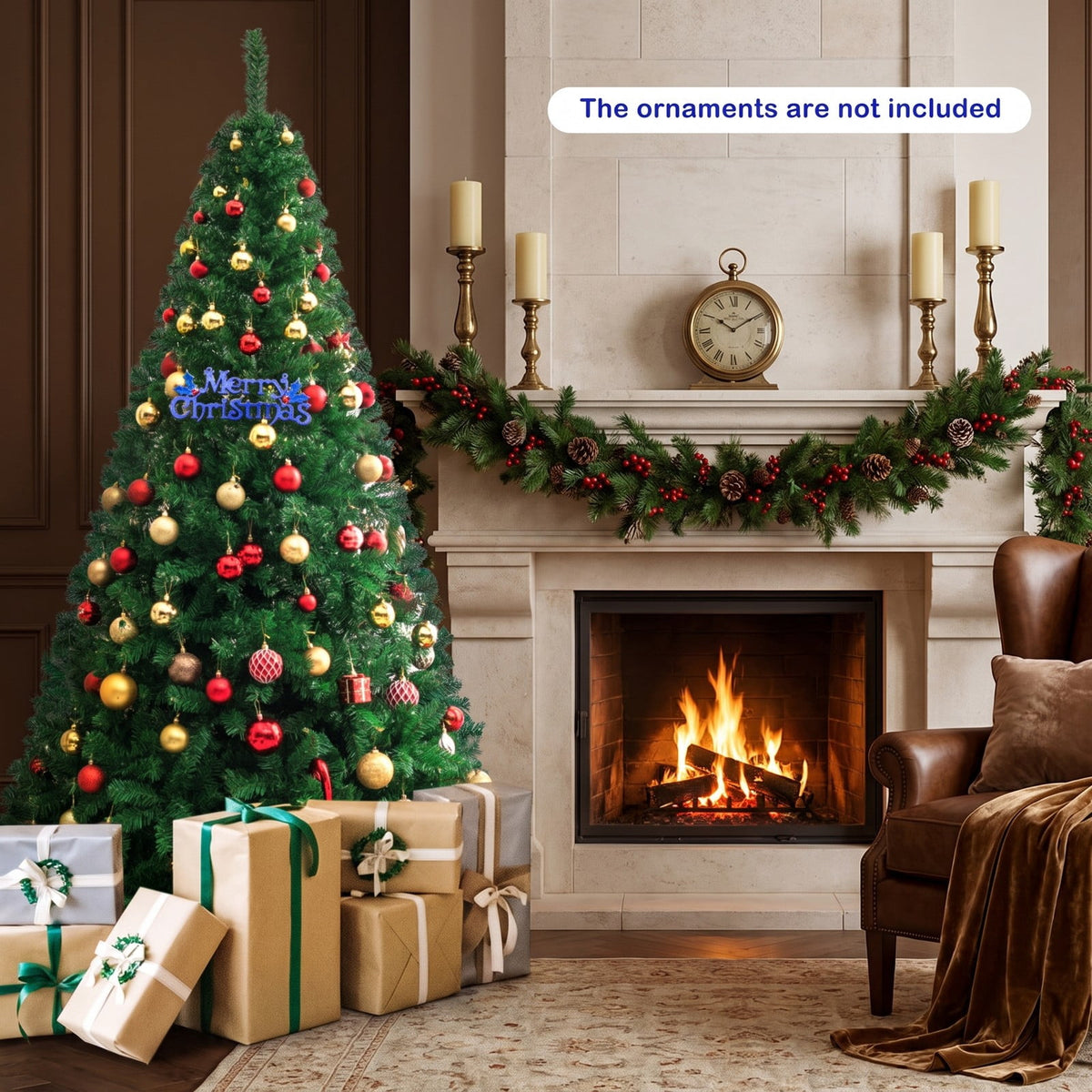 Airfind Artificial PVC Christmas Tree with Solid Metal Stand-7 ft, PVC Blade width: 2.4 Inch Frame, Green The material of stand: Metal