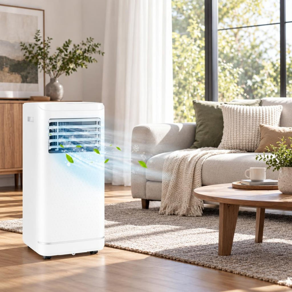 Airfind 8000 BTU Portable Air Conditioner with Dehumidifier and Fan Mode, ABS Frame, White, 24H auto on/off timer to save energy