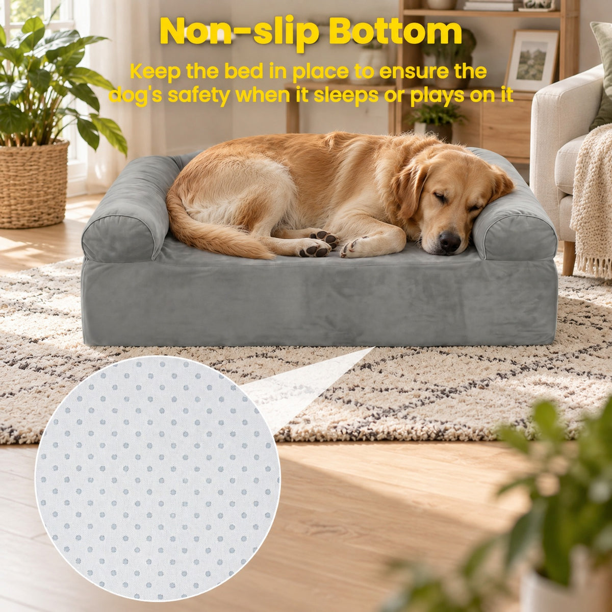 Airfind Cooling Gel Memory Foam Dog Bed for Medium Dogs with Washable Cover, Cooling Gel Memory Foam Silicone Polyester 25D Foam Frame, Light Gray