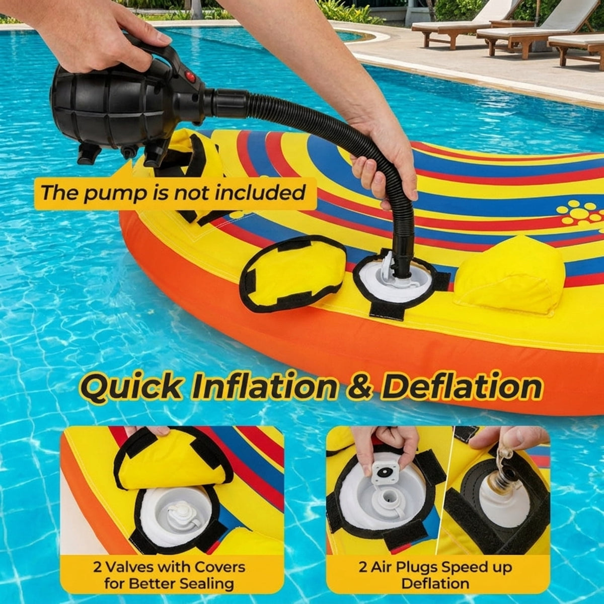 Airfind Heavy-Duty Inflatable Towable Tube for Boat Excursions, Yellow