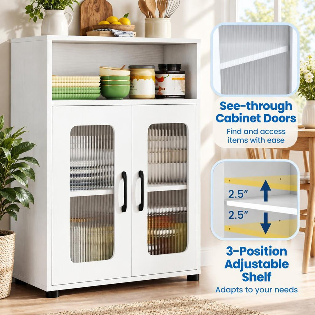 Airfind Bathroom Cabinet Freestanding Cabinet featuring 2 Doors and 3-Level Adjustable Shelf, 155 lbs Capacity, Engineered Wood Frame, White