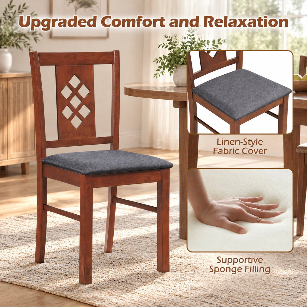 Airfind Linen Style Upholstered Kitchen Chairs with Wood Frames Set of 2, Chair 330 Lbs Capacity, Rubber Wood Polyester Sponge Engineered, Unspecified