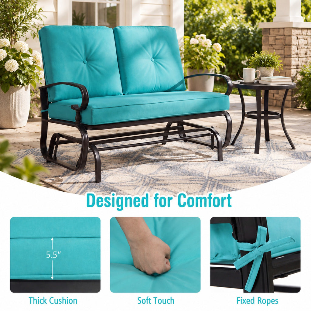 Airfind 2 Seats Outdoor Swing Glider Chair with Comfortable Cushions, 440 lbs Capacity, Steel olefin fabric foam Frame, Green