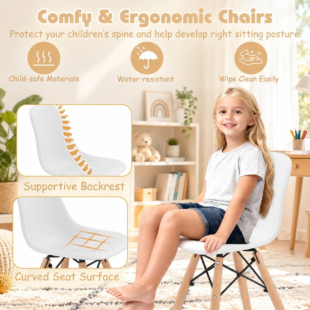 Airfind Kids Modern Dining Table Set with 2 Armless Chairs, 110 lbs Capacity, MDF PP beech wood and iron Frame, for 3-12years old, White