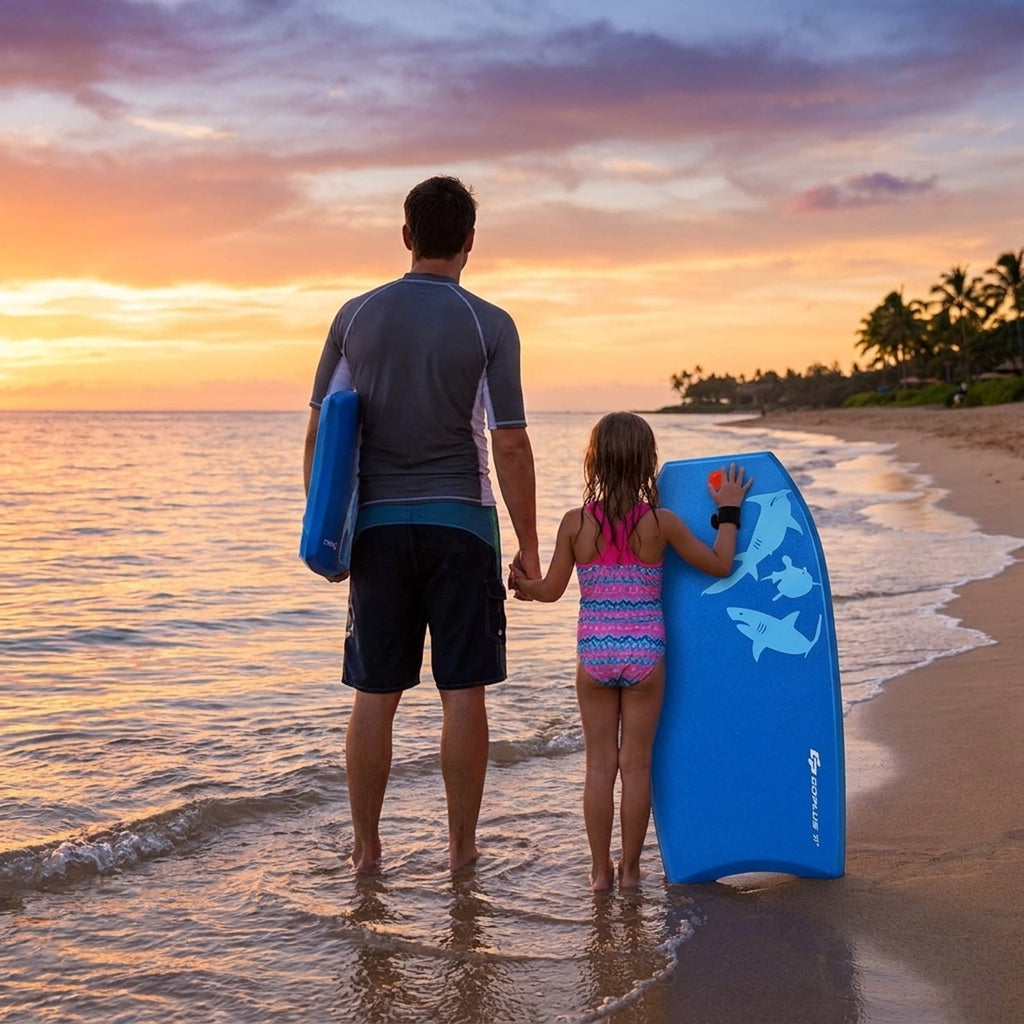 Airfind 41 Inch Lightweight Surf Bodyboard for Adults ¡ª XPE Deck, EPS Core, HDPE Slick Bottom, Crescent Tail, Coiled Wrist Leash (Blue)