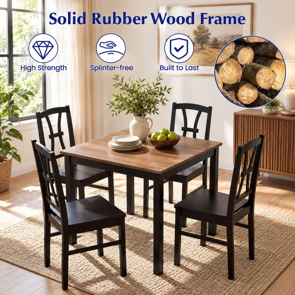Airfind 400 Lbs Capacity Dining Chair Set of 4 with Cross Backrest and Rubber Wood, 400 Lbs Capacity, Rubber Wood Engineered Wood, Black