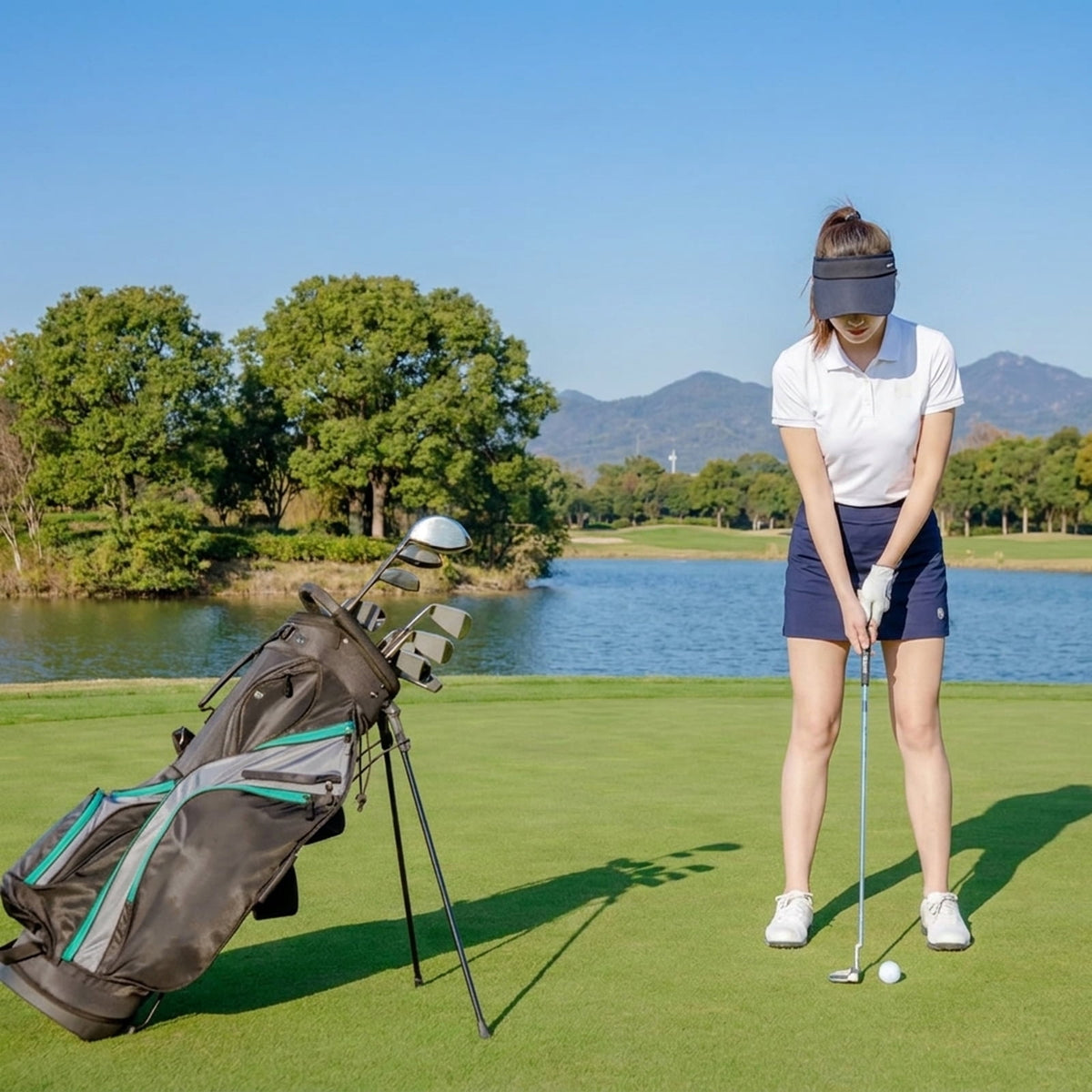Airfind Junior Complete Golf Club Set for Ages 11-13 with 5 Pieces Including a 460cc Fairway Wood and Irons Plus Putter and Stand Bag as a Full Golf Club Set, Green