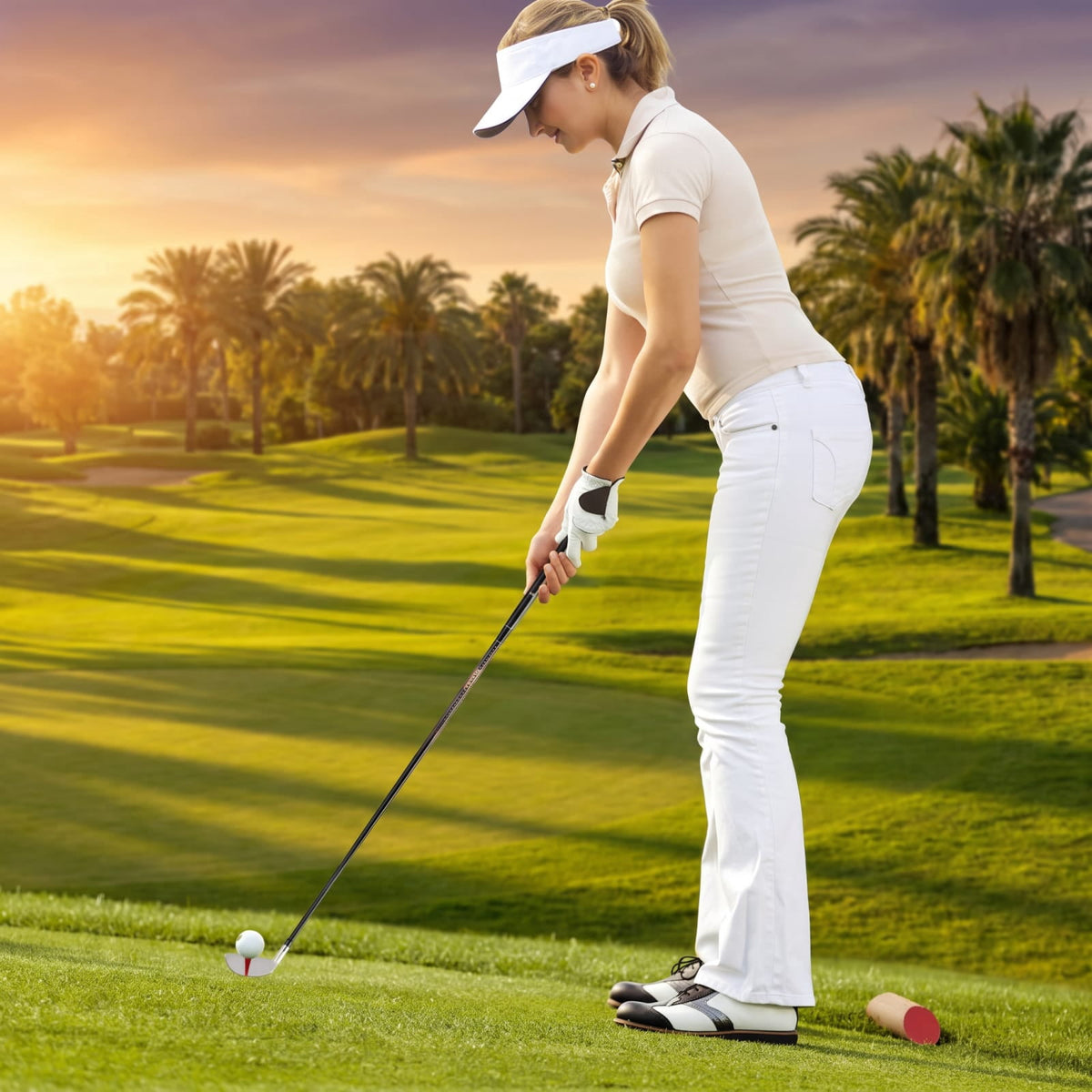Airfind Womens 9 Piece Complete Golf Club Set with Driver Fairway Wood Hybrid Irons and Putter for Ladies Beginners, Pink