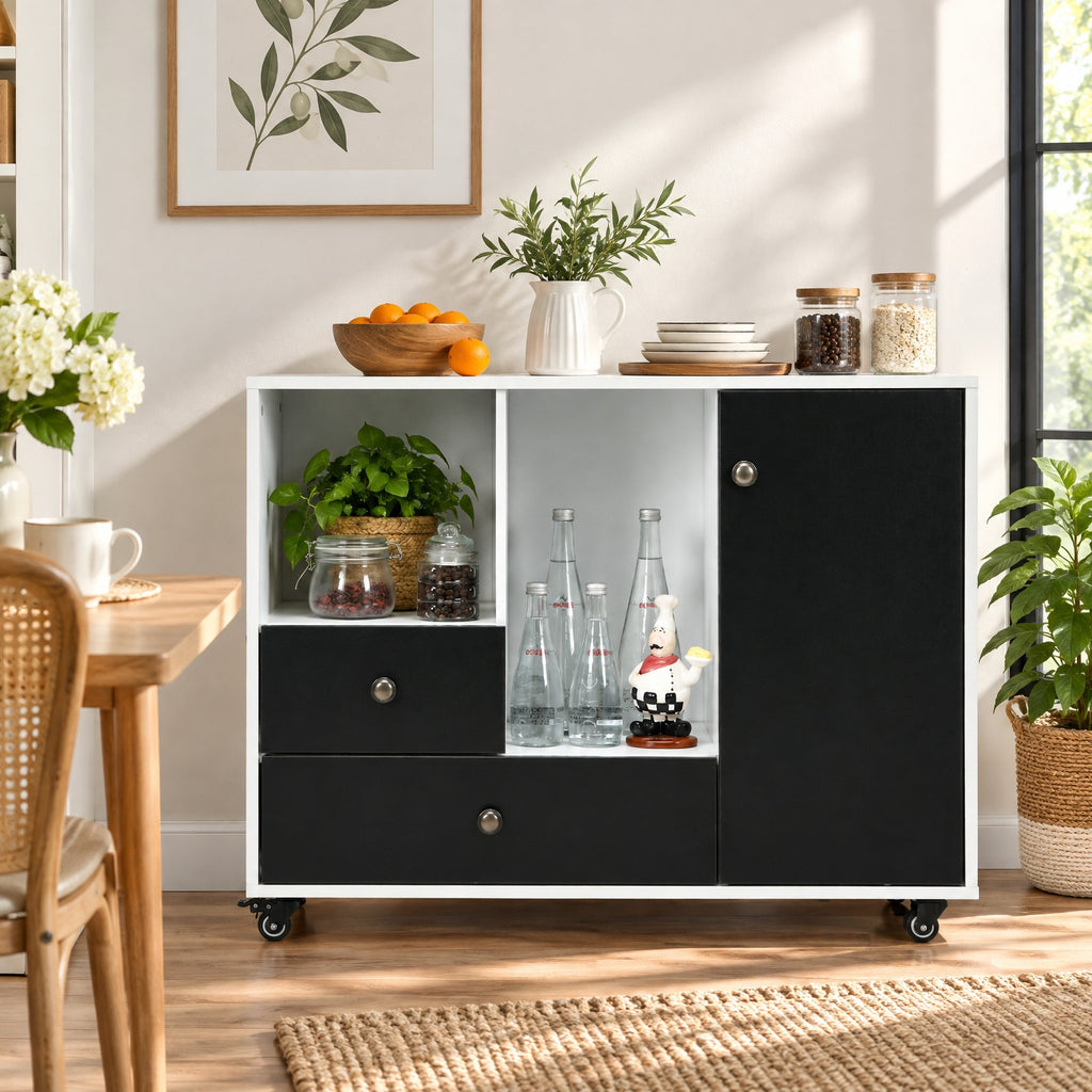 Airfind Lateral Mobile Filing Cabinet with 2 Drawers, Engineered wood Frame, 35.5in x 14in x 27.5in(L x W x H) Big drawer Footprint, Black