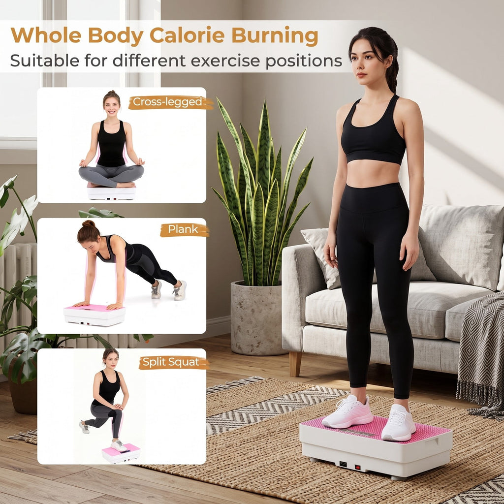 Airfind Vibration Plate Exercise Machine with Gravity Sensor and Wireless Remote, 10-Speed Whole Body Vibration Platform for Home Gym Fitness Weight Loss Toning, Pink