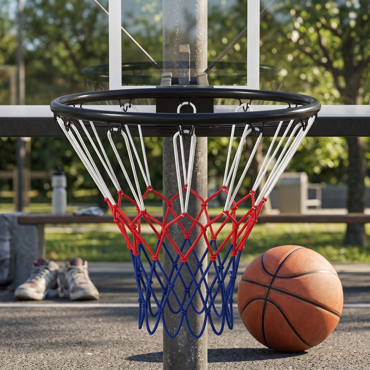 Airfind 18 Inch Basketball Rim Heavy Duty Wall Mounted Goal Replacement Steel Hoop with Nylon Net for Indoor Outdoor Play, Black