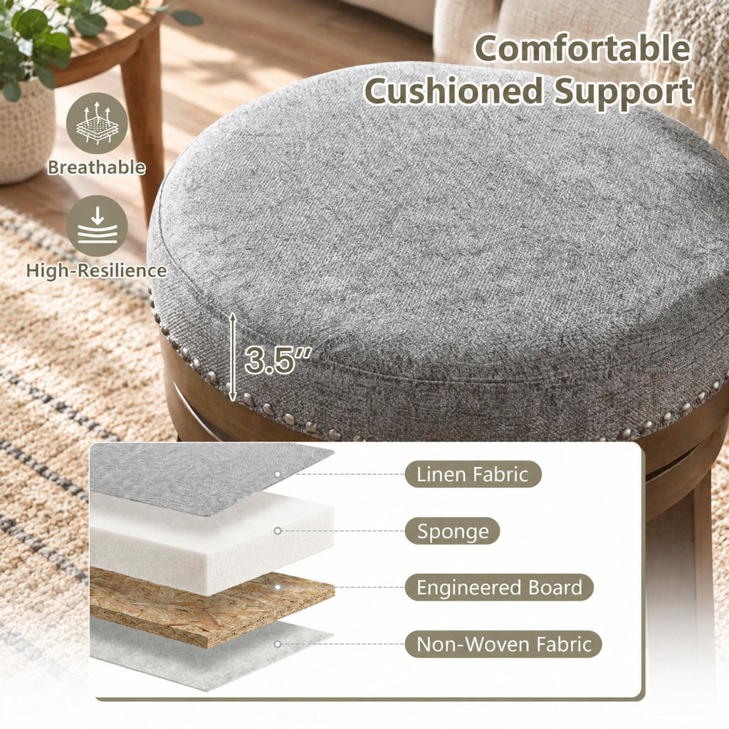 Airfind Swivel Bar Stools Set of 2 Linen Fabric Upholstered Barstools with Back-31.5 Inches, 330 lbs Capacity, Rubber Wood Linen Fabric Sponge Frame
