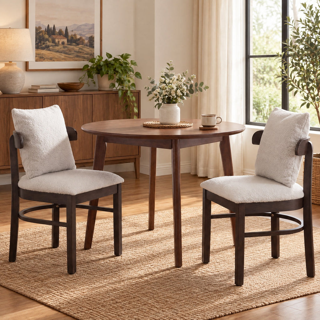 Airfind Fabric Upholstered Wood Dining Chairs Set of 2 with Removable Pillow, 330 lbs Capacity, MDF Sponge Rubber Wood Polyester Frame, Gray