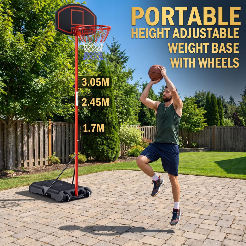 Airfind Portable Basketball Hoop with 5.5 to 7.5 Foot Adjustable Height Shatterproof HDPE Backboard and Fillable Base with Wheels, Black