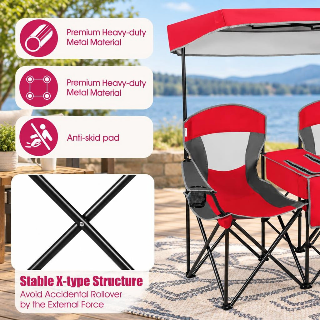 Airfind Patented Portable Folding Camping Canopy Chairs with Cup Holder, Steel oxford fabric Frame, 55.5 x 28.5 x 59.5 (L x W x H) The Footprint