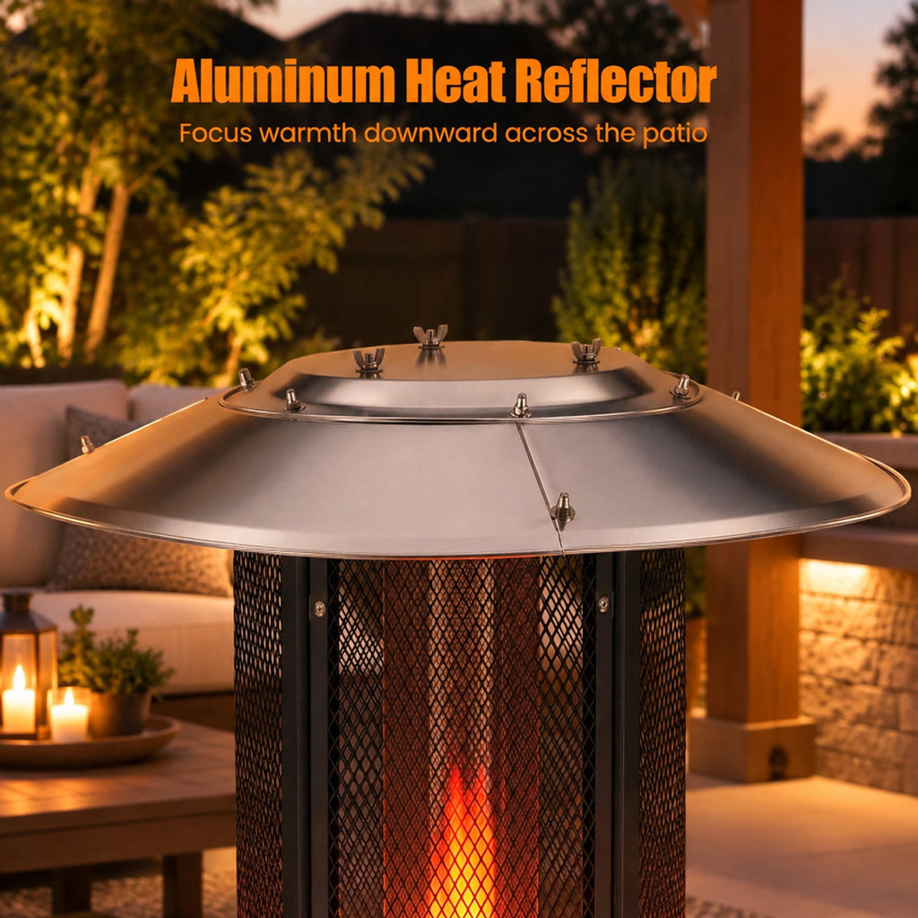 Airfind Outdoor Propane Patio Heater with Glass Tube and Tilt-Over Protection, Metal Frame, 27.5in x 74.5in Footprint, Dark Gray