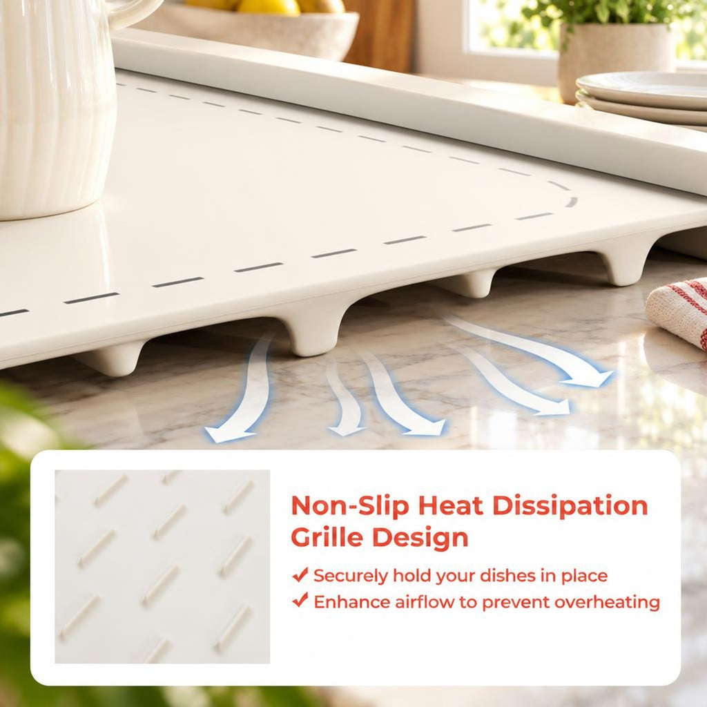 Airfind Food Warming Mat Rollable and Portable Electric Warming Tray with Fasting Heating, Silicone ABS Unfolding Frame, Beige