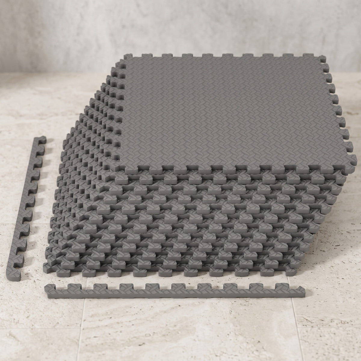 Airfind 24 Tiles Puzzle Exercise Floor Mat with Interlocking EVA Foam and Non-Slip Texture for Home Gym Equipment Protection, Gray