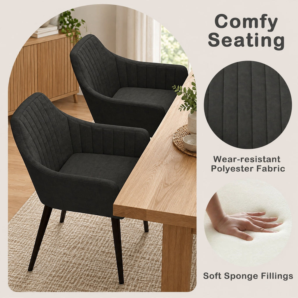 Airfind Dining Chairs Set of 2 Upholstered Accent Chairs with Comfy Padded Backrest and Seat, 286 lbs Capacity, Black