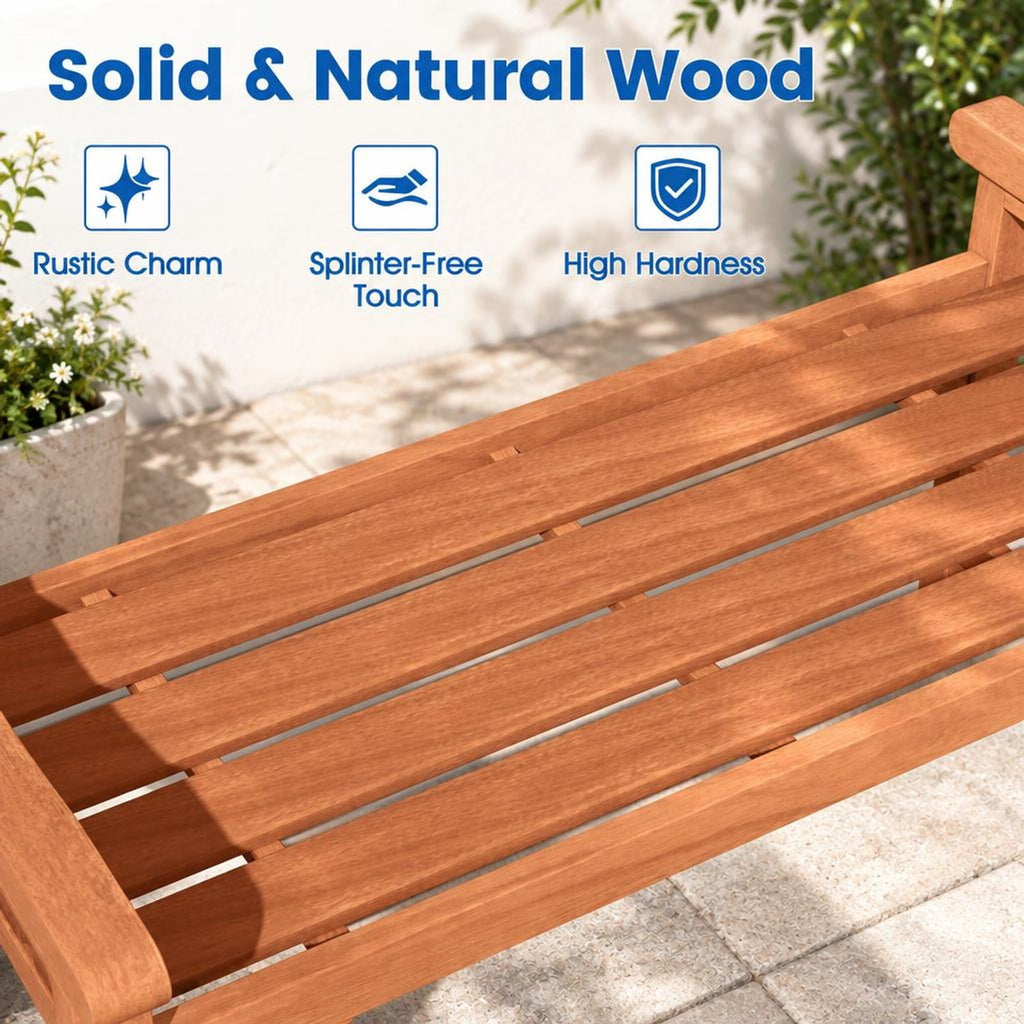 Airfind Set of 2 Solid Wood Backless Garden Bench with Support Handles and Curved Slatted Seat for Deck, 530 lbs Capacity, Wood Frame, Wood
