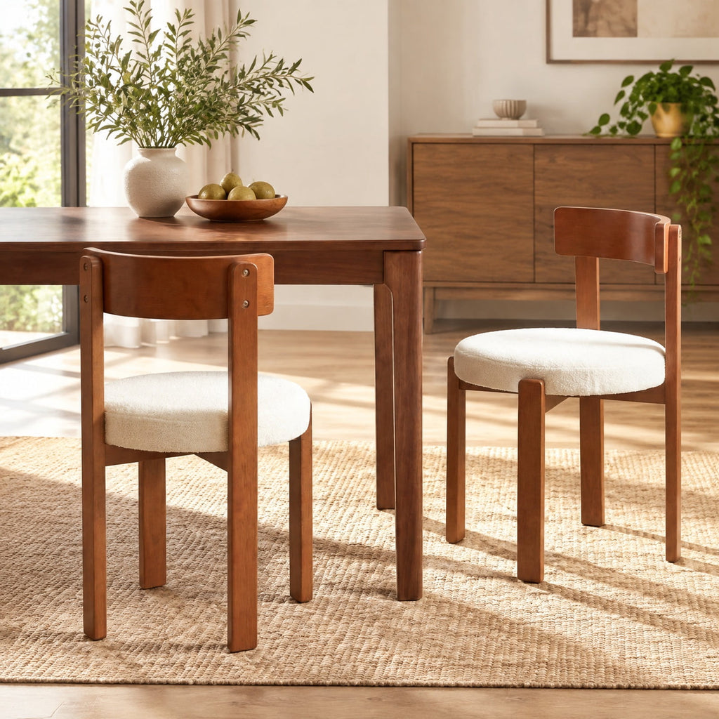 Airfind Modern Dining Chairs Set of 2 with Solid Rubber Wood Legs, 415 lbs Capacity, Rubber Wood Plywood Teddy Fleece Sponge Frame, Brown