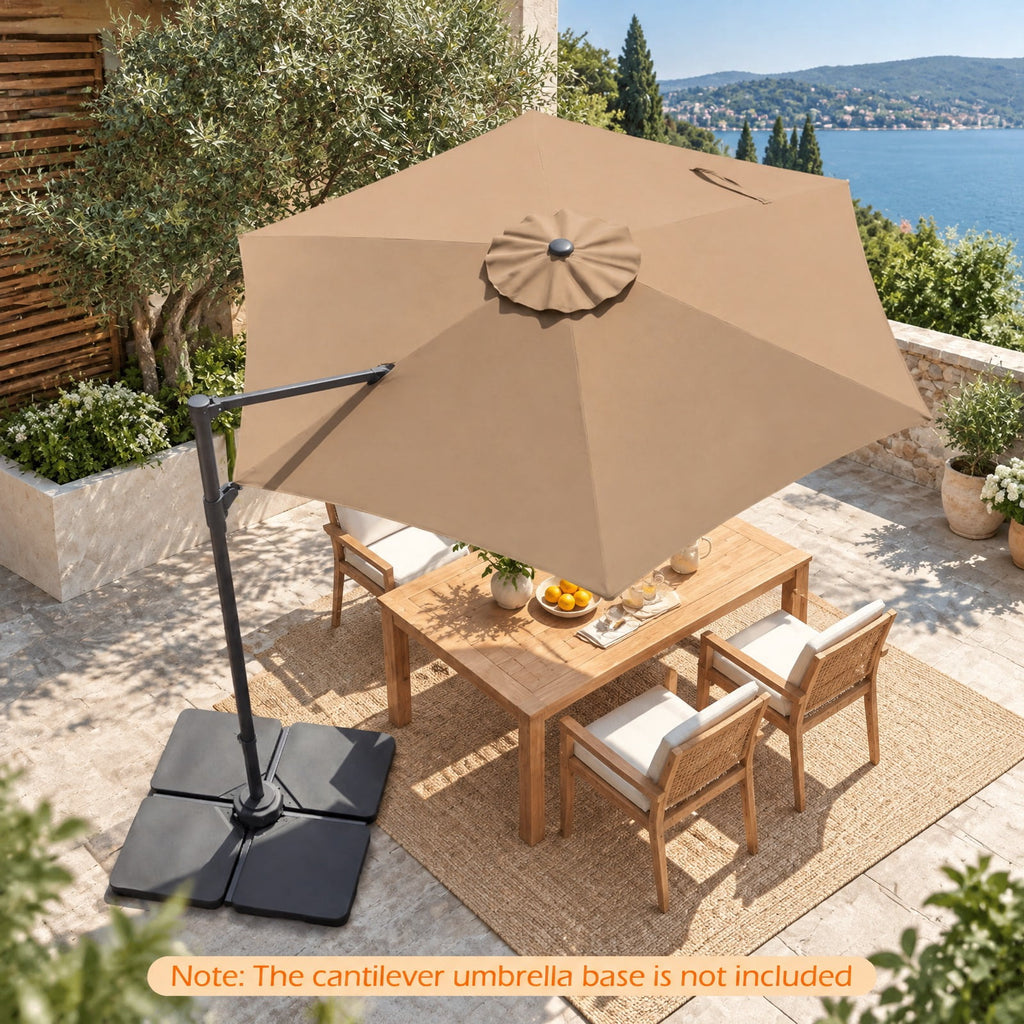 Airfind 10 FT Patio Cantilever Umbrella with 360° Rotation and Air Vent for Backyard and Poolside, Polyester Fabric Metal PP Frame, Tan