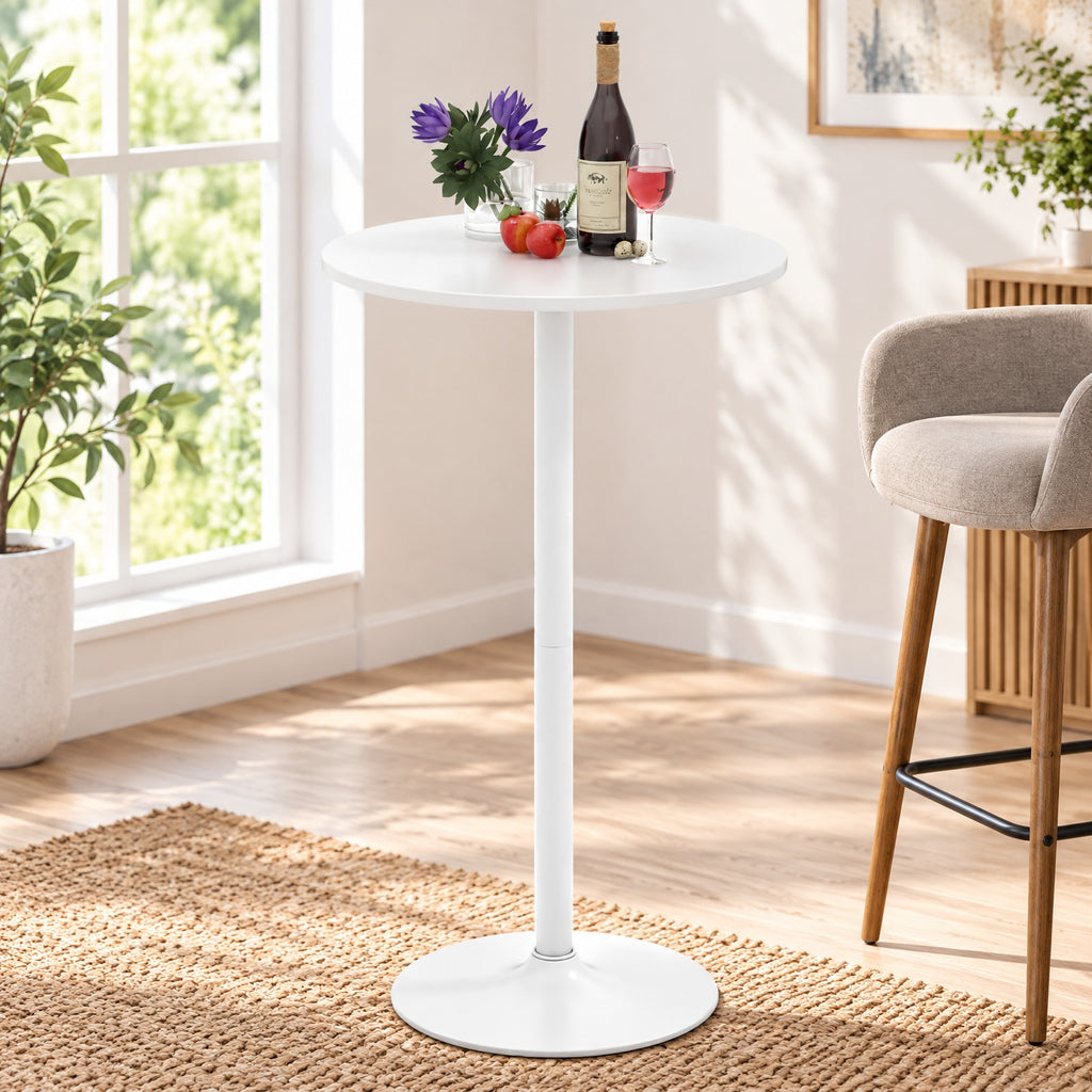 Airfind Round Bistro Table 40 Inch Bar Height Tall Coffee Cocktail Table, 120 Lbs Capacity, MDF Metal for Convenient Everyday Use, White