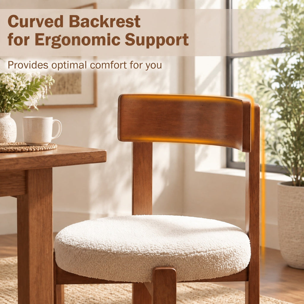 Airfind Modern Dining Chairs Set of 2 with Solid Rubber Wood Legs, 415 lbs Capacity, Rubber Wood Plywood Teddy Fleece Sponge Frame, Brown