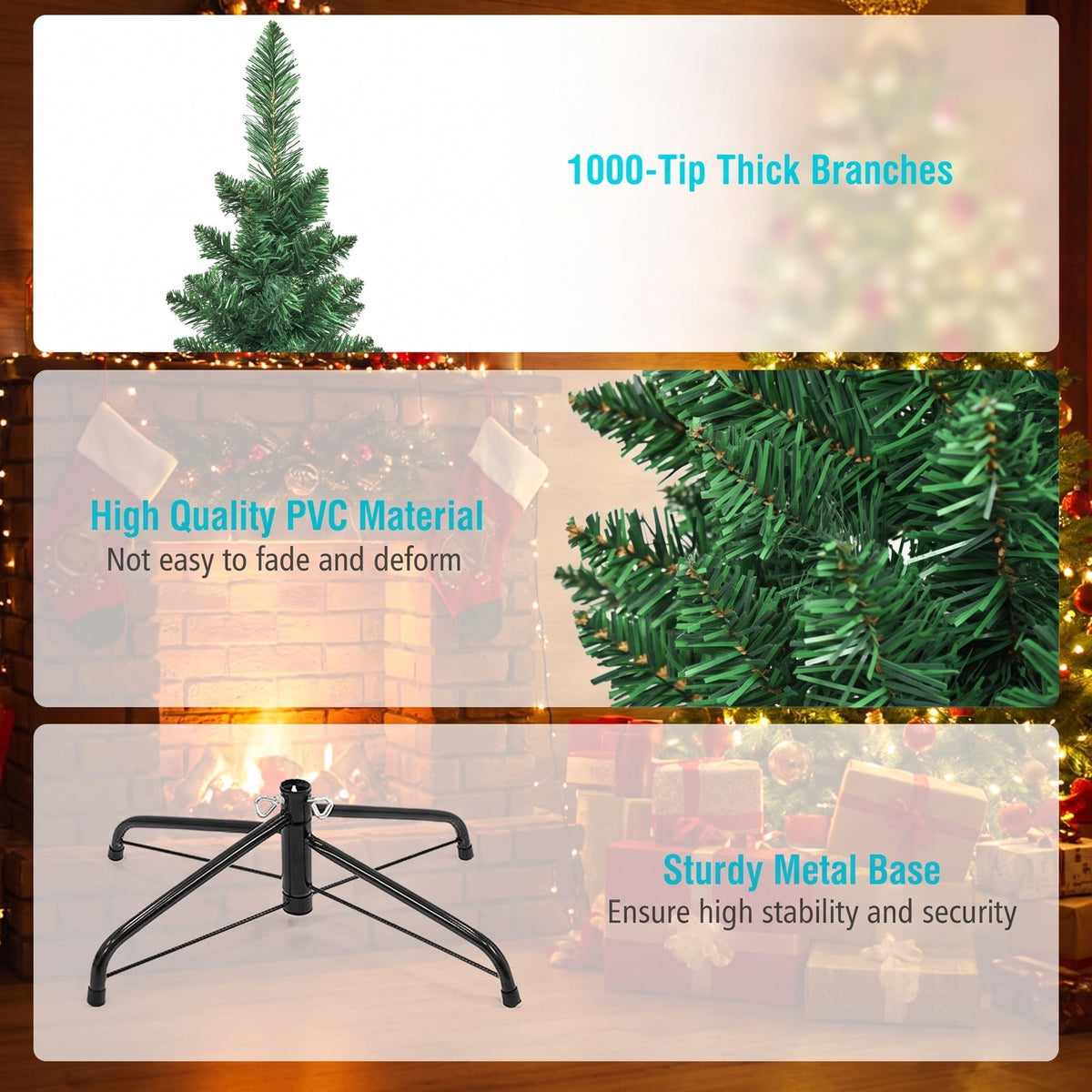 Airfind PVC Artificial Slim Pencil Christmas Tree-8 Feet, PVC iron 5 Ft: Frame, 2ft x 5ft Footprint, Green