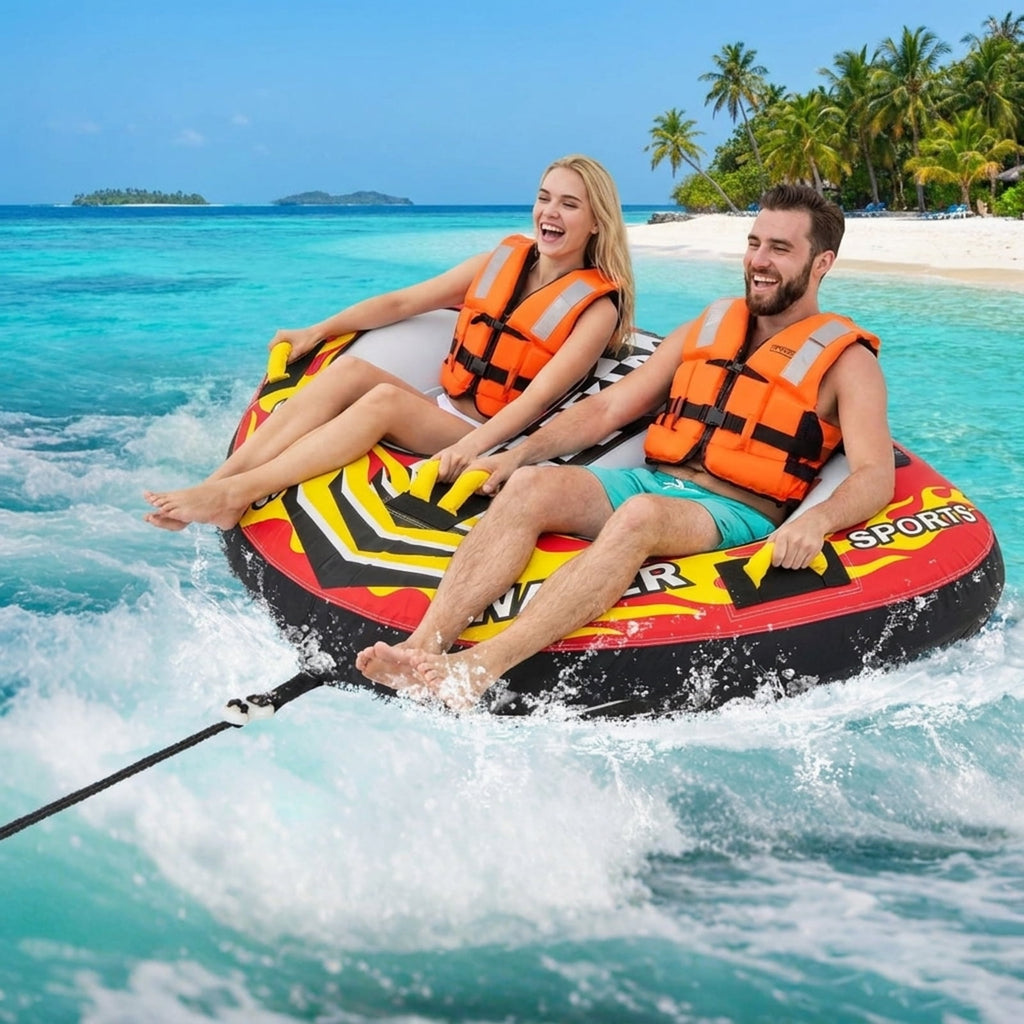 Airfind Heavy-Duty Inflatable Towable Tube for Boat Excursions, Yellow
