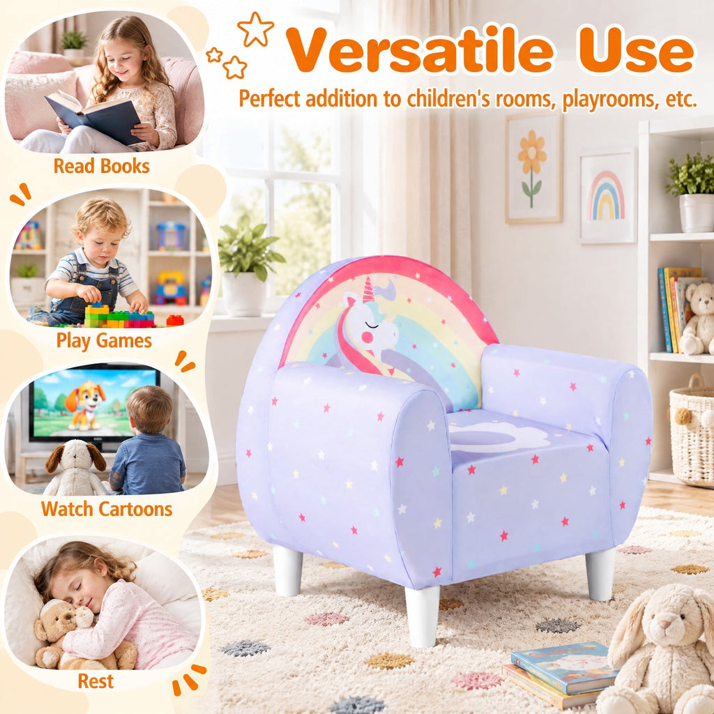Airfind Kids Sofa with Breathable Spandex Fabric and High-density Sponge Filling for Boys and Girls, 110 lbs Capacity, for 3+ Years Old, Purple