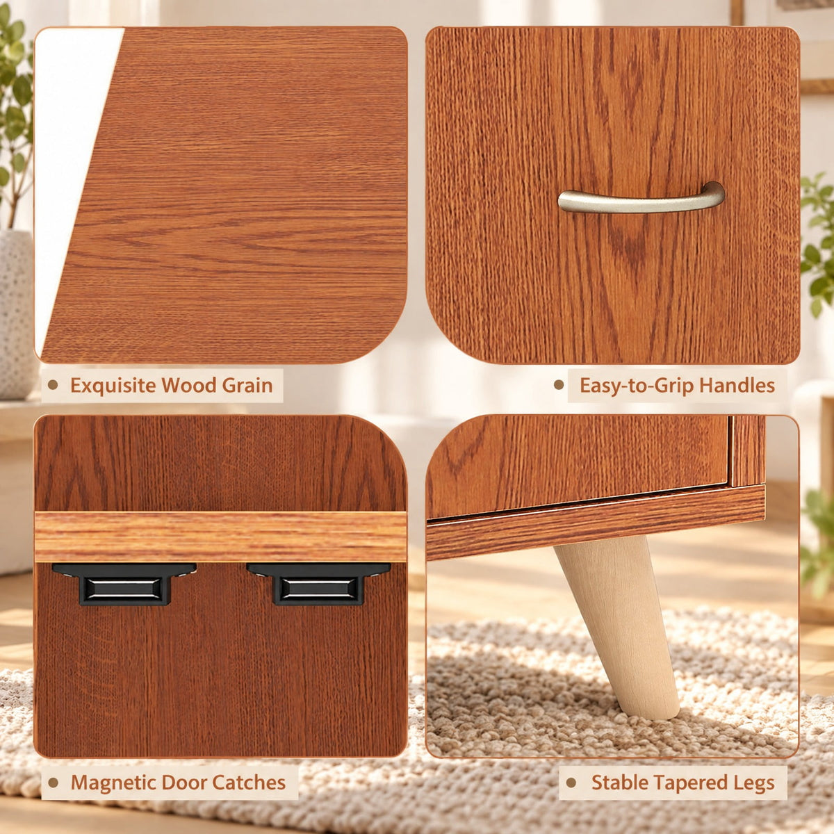 Airfind 36 Inch Sideboard Buffet Cabinet with Open Compartment, 125 lbs Capacity, Engineered Wood PC Frame, 36in × 16in × 35.5in Footprint, Brown