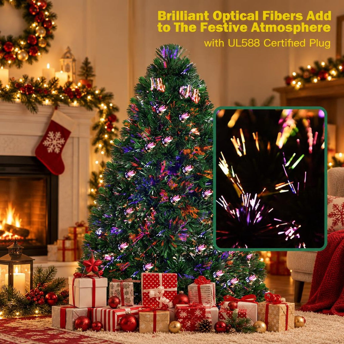 Airfind 3ft / 4ft / 5ft / 6ft Fiber Optic Artificial PVC Christmas Tree-4 ft, PVC Plastic Fiber Optic 3 Ft Frame, 1.7ft x 3ft Footprint, Green