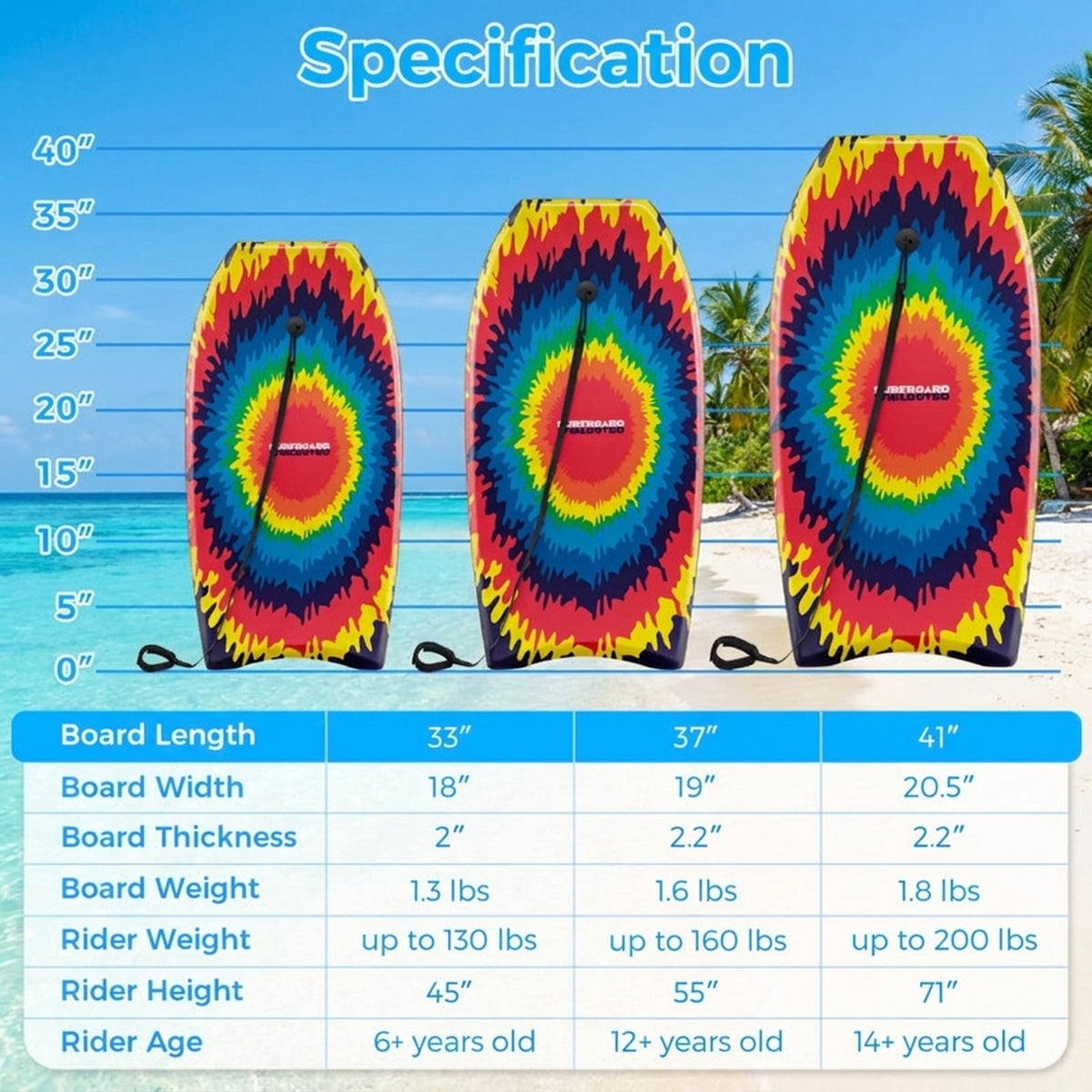 Airfind 33 Boogie Board with Geometric Drift Graphic Deck ¡ª EPS Core, XPE Top, HDPE Slick Bottom, Crescent Tail, Coiled Wrist Leash